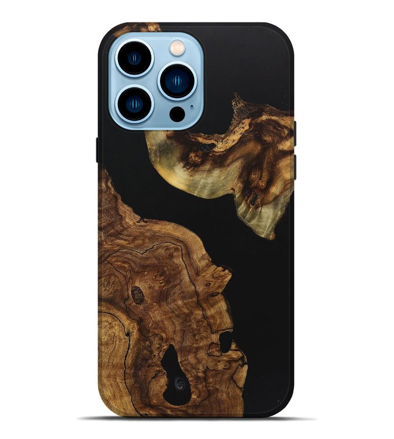 iPhone 14 Pro Max Wood Live Edge Phone Case - Kaylin (Pure Black, 723600)