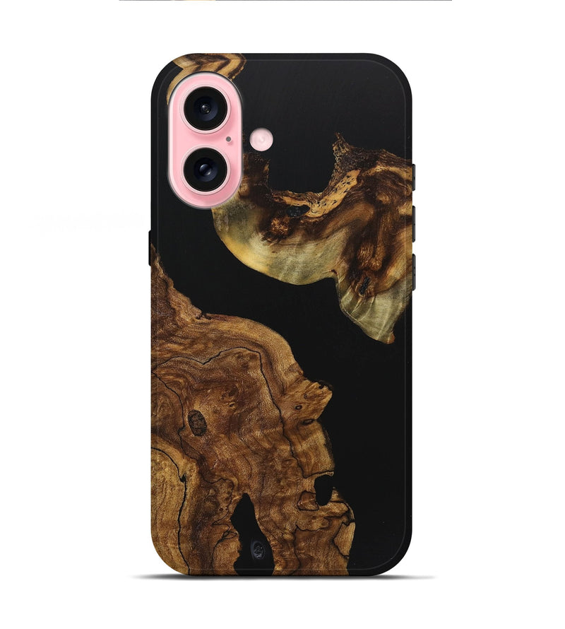 iPhone 16 Wood Live Edge Phone Case - Kaylin (Pure Black, 723600)