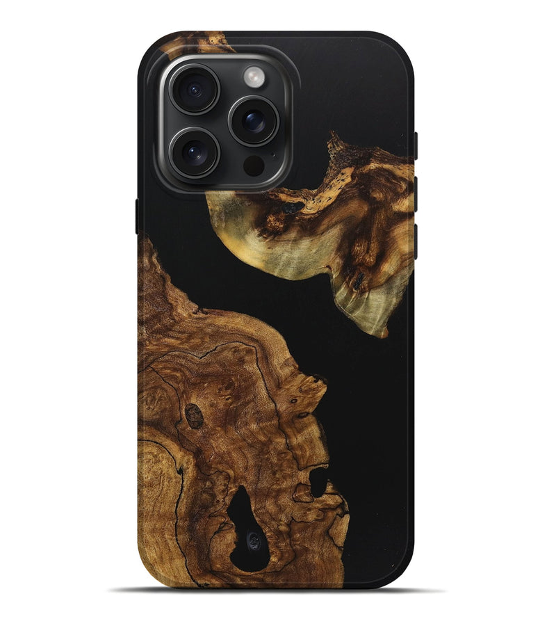 iPhone 16 Pro Max Wood Live Edge Phone Case - Kaylin (Pure Black, 723600)