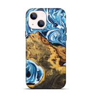 iPhone 14 Wood Live Edge Phone Case - Annabelle (Blue, 723608)