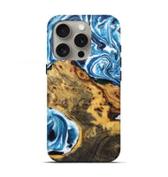 iPhone 16 Pro Wood Live Edge Phone Case - Annabelle (Blue, 723608)