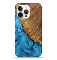 iPhone 15 Pro Max Wood Live Edge Phone Case - Brittney (Blue, 723609)