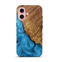 iPhone 16 Wood Live Edge Phone Case - Brittney (Blue, 723609)