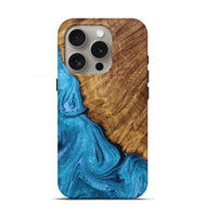 iPhone 16 Pro Wood Live Edge Phone Case - Brittney (Blue, 723609)