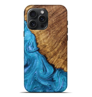 iPhone 16 Pro Max Wood Live Edge Phone Case - Brittney (Blue, 723609)