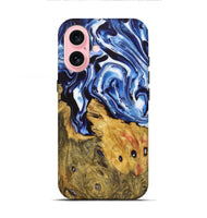 iPhone 16 Wood Live Edge Phone Case - Isaac (Blue, 723610)