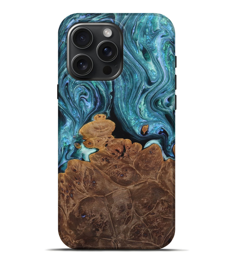 iPhone 16 Pro Max Wood Live Edge Phone Case - Camryn (Green, 723612)