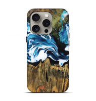 iPhone 16 Pro Wood Live Edge Phone Case - Monique (Blue, 723613)