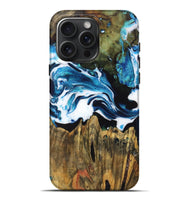 iPhone 16 Pro Max Wood Live Edge Phone Case - Monique (Blue, 723613)