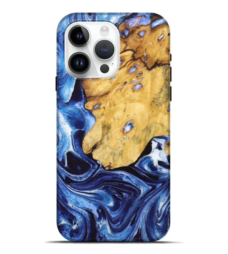 iPhone 15 Pro Max Wood Live Edge Phone Case - Wren (Blue, 723616)