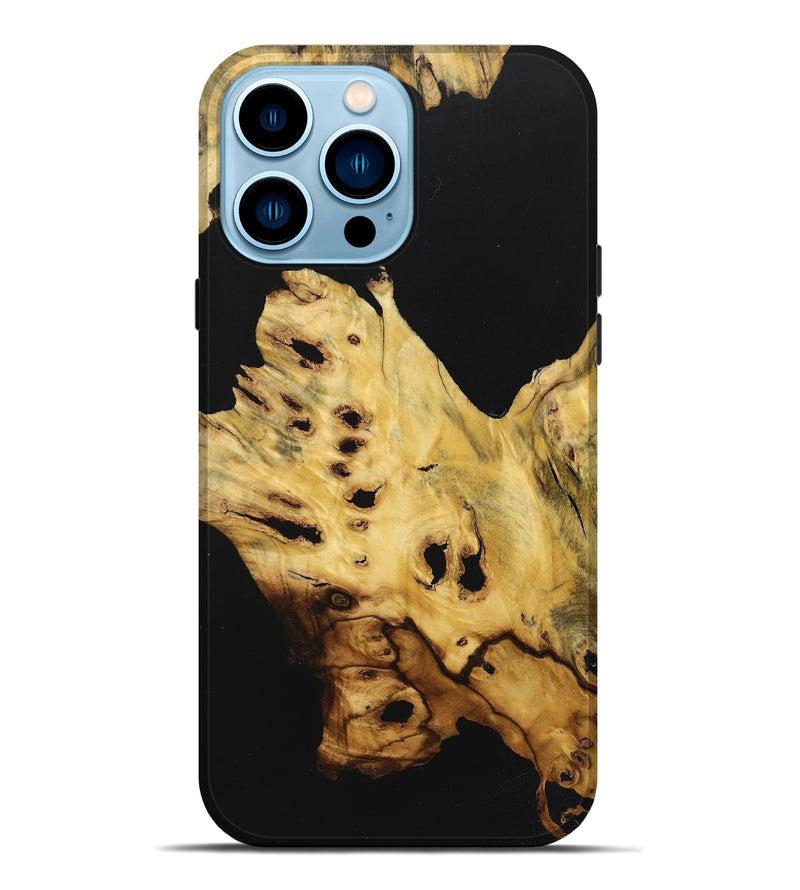 iPhone 14 Pro Max Wood Live Edge Phone Case - Kamila (Pure Black, 723620)