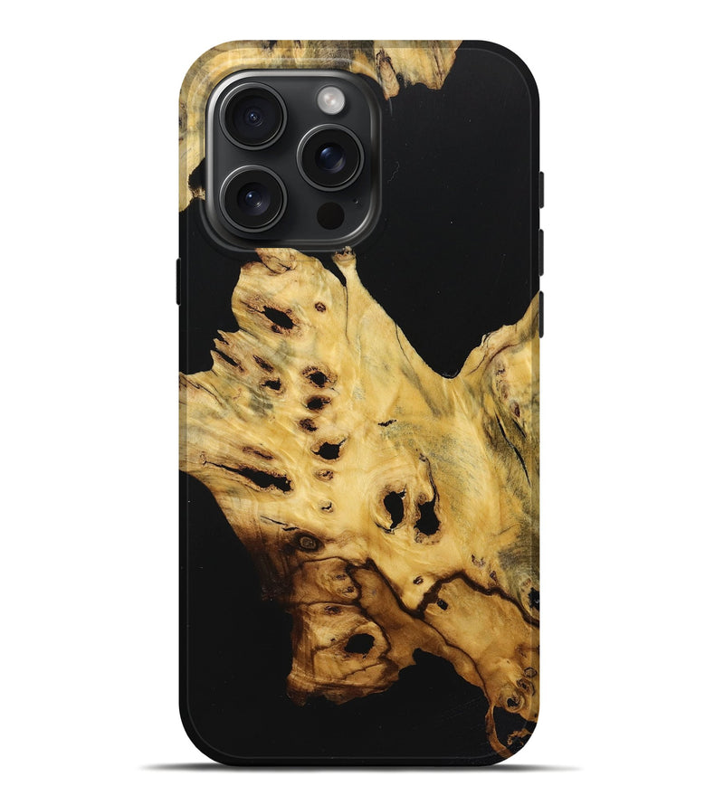 iPhone 16 Pro Max Wood Live Edge Phone Case - Kamila (Pure Black, 723620)