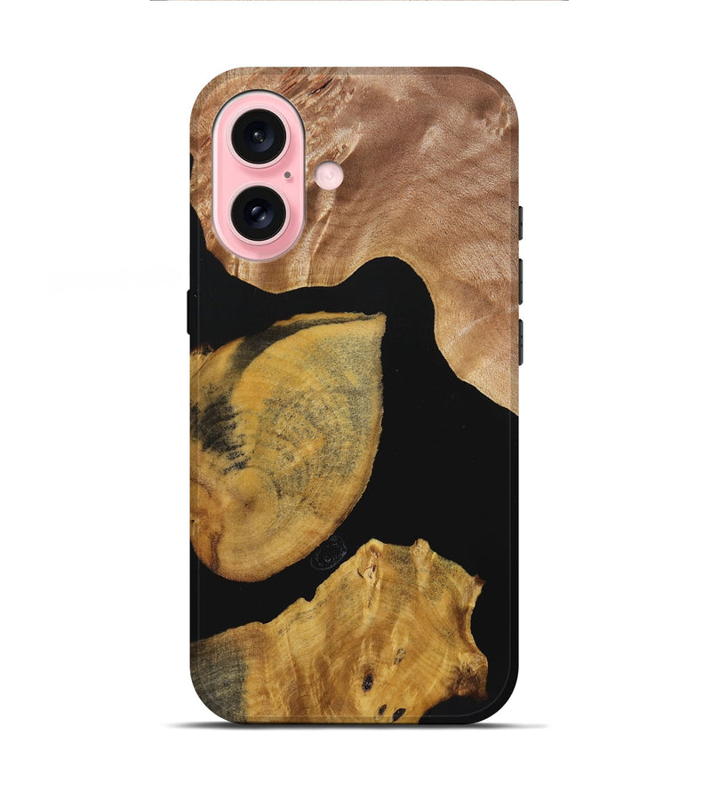 iPhone 16 Wood Live Edge Phone Case - Zander (Pure Black, 723627)