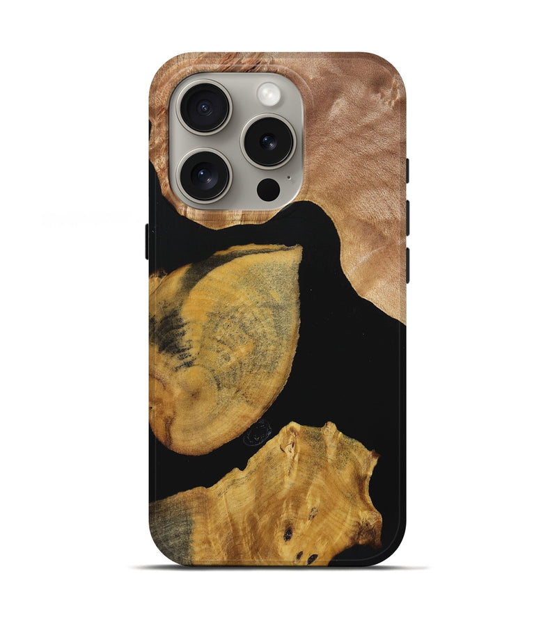 iPhone 16 Pro Wood Live Edge Phone Case - Zander (Pure Black, 723627)