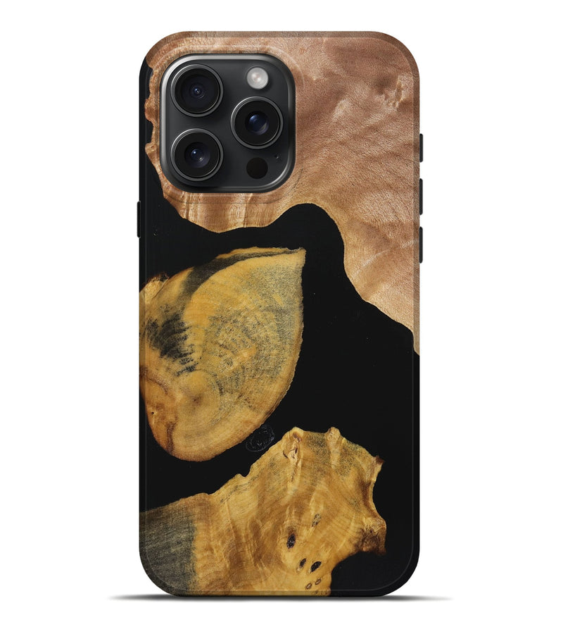 iPhone 16 Pro Max Wood Live Edge Phone Case - Zander (Pure Black, 723627)