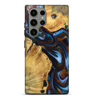 Galaxy S23 Ultra Wood Live Edge Phone Case - Sophie (Teal & Gold, 723628)