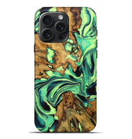 iPhone 16 Pro Max Wood Live Edge Phone Case - Candice (Green, 723633)