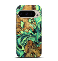 Pixel 9 Wood Live Edge Phone Case - Candice (Green, 723633)