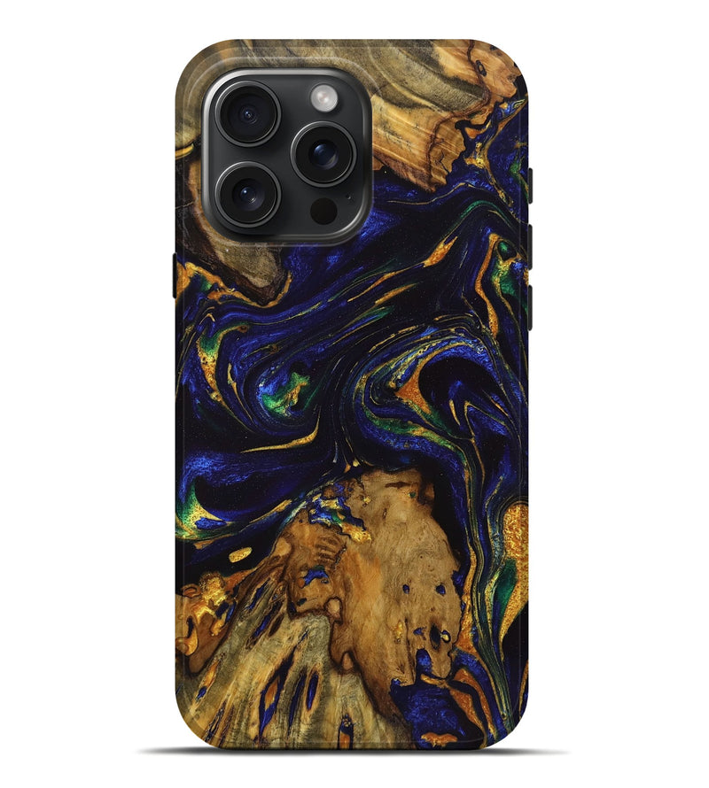 iPhone 16 Pro Max Wood Live Edge Phone Case - Kyle (Blue, 723638)