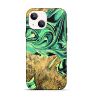 iPhone 14 Wood Live Edge Phone Case - Kasey (Green, 723639)