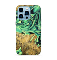 iPhone 14 Pro Wood Live Edge Phone Case - Kasey (Green, 723639)