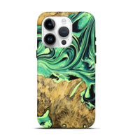 iPhone 15 Pro Wood Live Edge Phone Case - Kasey (Green, 723639)