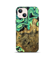 iPhone 13 mini Wood Live Edge Phone Case - Deloris (Green, 723643)