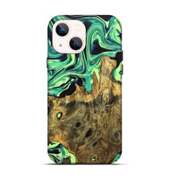 iPhone 14 Wood Live Edge Phone Case - Deloris (Green, 723643)