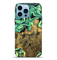 iPhone 14 Pro Max Wood Live Edge Phone Case - Deloris (Green, 723643)