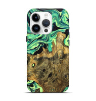 iPhone 15 Pro Wood Live Edge Phone Case - Deloris (Green, 723643)