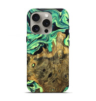 iPhone 16 Pro Wood Live Edge Phone Case - Deloris (Green, 723643)