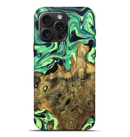 iPhone 16 Pro Max Wood Live Edge Phone Case - Deloris (Green, 723643)