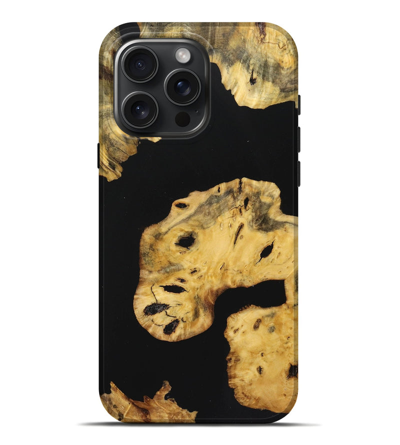 iPhone 16 Pro Max Wood Live Edge Phone Case - Vera (Pure Black, 723646)