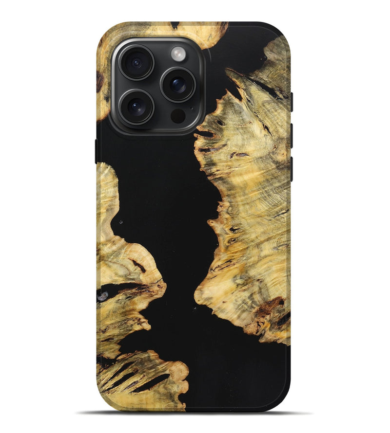 iPhone 16 Pro Max Wood Live Edge Phone Case - Gloria (Pure Black, 723648)