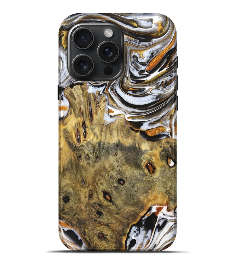 iPhone 16 Pro Max Wood Live Edge Phone Case - Brock (Black & White, 723649)