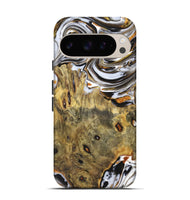 Pixel 9 Pro Wood Live Edge Phone Case - Brock (Black & White, 723649)