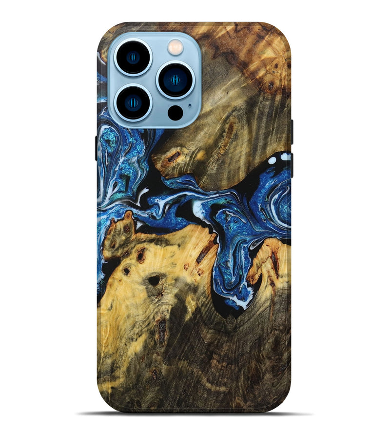 iPhone 14 Pro Max Wood Live Edge Phone Case - Nelson (Blue, 723673)