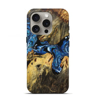 iPhone 16 Pro Wood Live Edge Phone Case - Nelson (Blue, 723673)