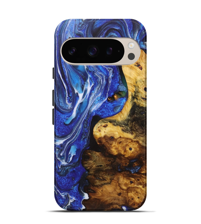 Pixel 9 Wood Live Edge Phone Case - Brenden (Blue, 723678)