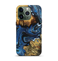 iPhone 13 Pro Wood Live Edge Phone Case - Felicia (Blue, 723679)