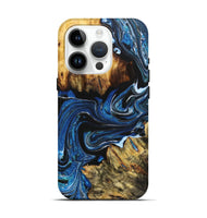 iPhone 15 Pro Wood Live Edge Phone Case - Felicia (Blue, 723679)