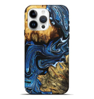 iPhone 15 Pro Max Wood Live Edge Phone Case - Felicia (Blue, 723679)