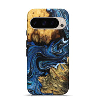 Pixel 9 Wood Live Edge Phone Case - Felicia (Blue, 723679)