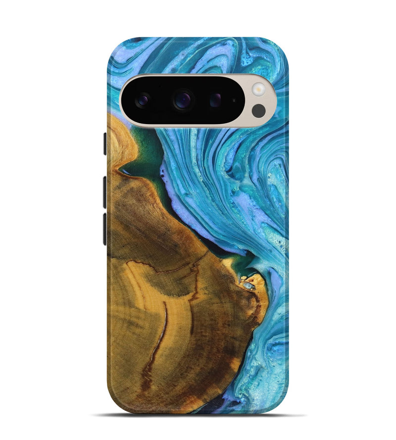 Pixel 9 Wood Live Edge Phone Case - Ashlyn (Blue, 723682)