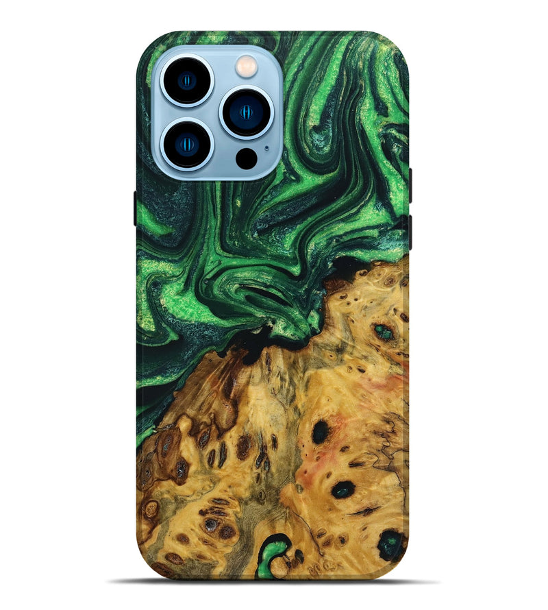 iPhone 14 Pro Max Wood Live Edge Phone Case - Halle (Green, 723691)