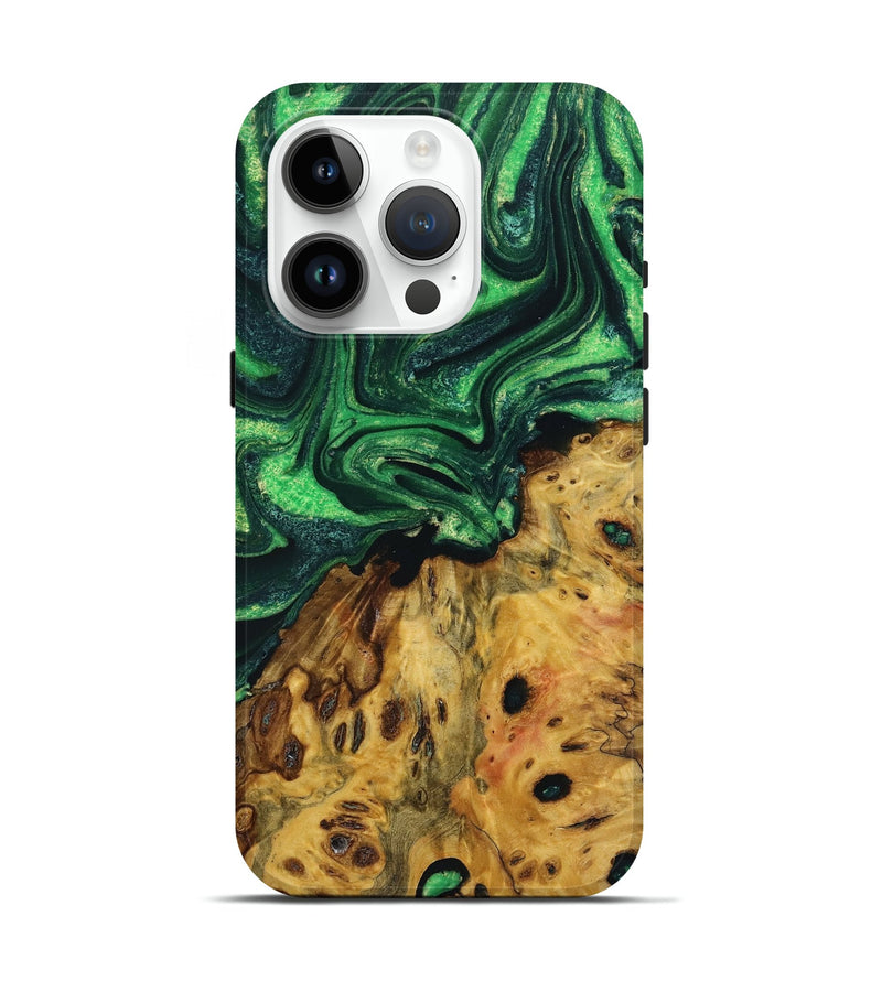 iPhone 15 Pro Wood Live Edge Phone Case - Halle (Green, 723691)