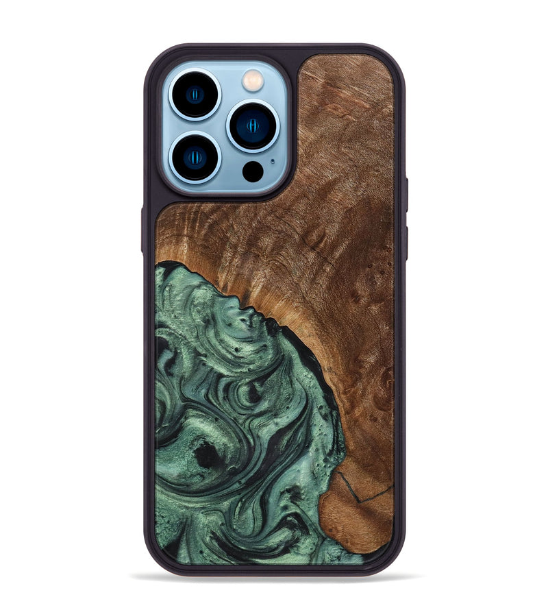 iPhone 14 Pro Max Wood Phone Case - Conner (Green, 723705)