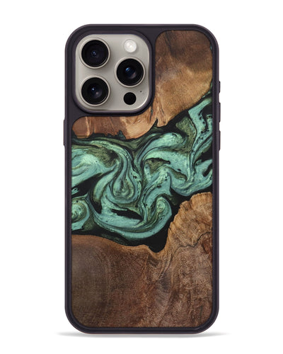 iPhone 15 Pro Max Wood Phone Case - Malik (Green, 723719)