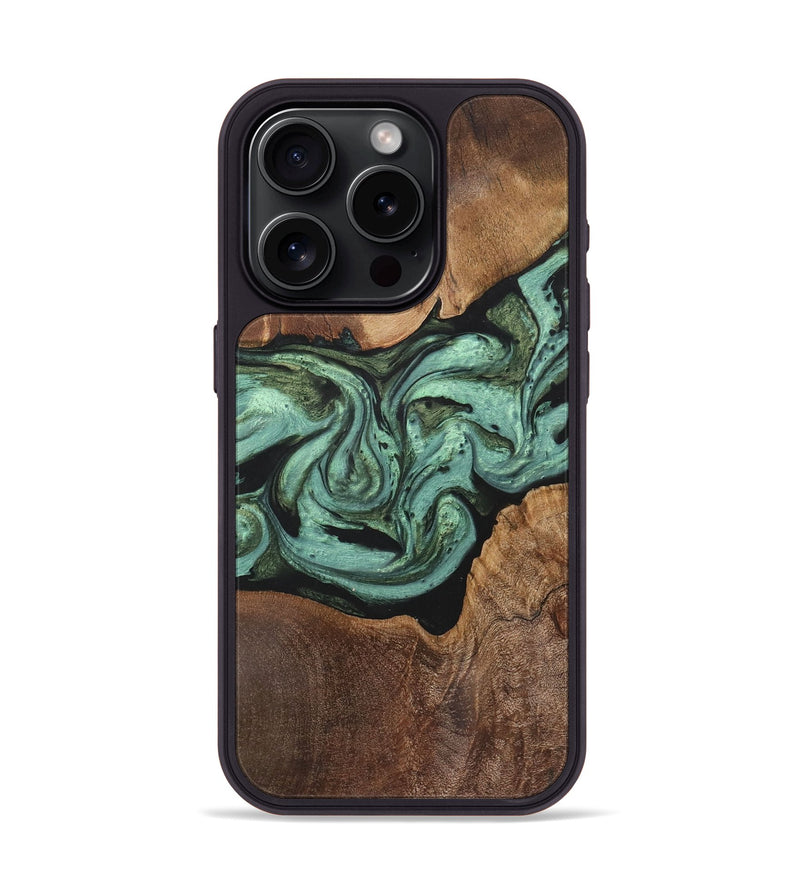 iPhone 15 Pro Wood Phone Case - Malik (Green, 723719)