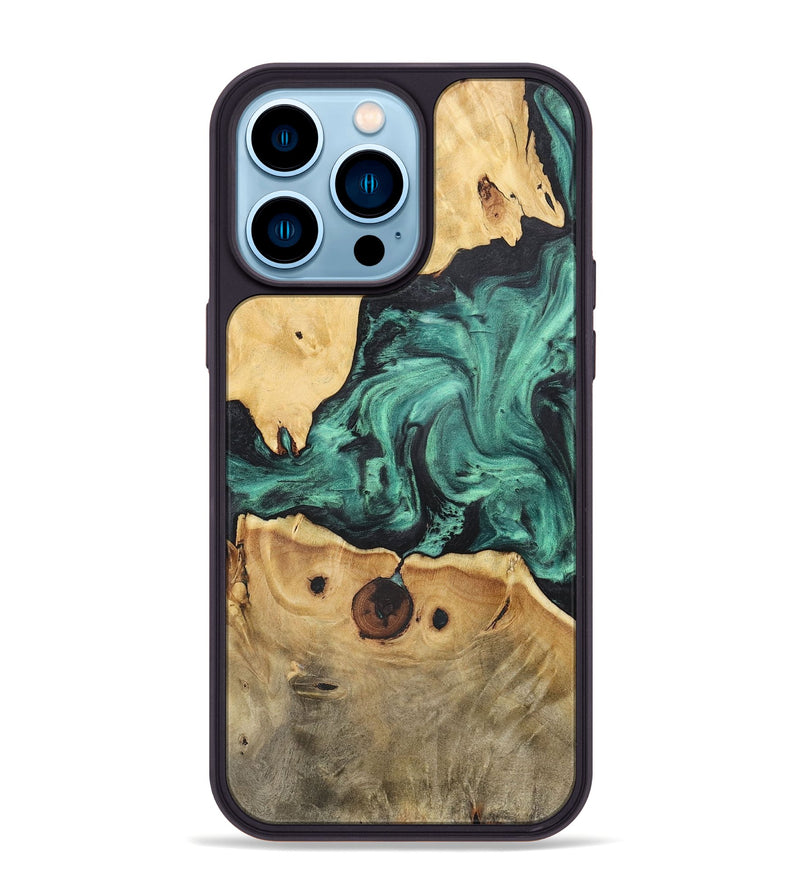 iPhone 14 Pro Max Wood Phone Case - Janice (Green, 723720)